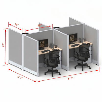 Office Cubicle Desk 53H 4pack Cluster