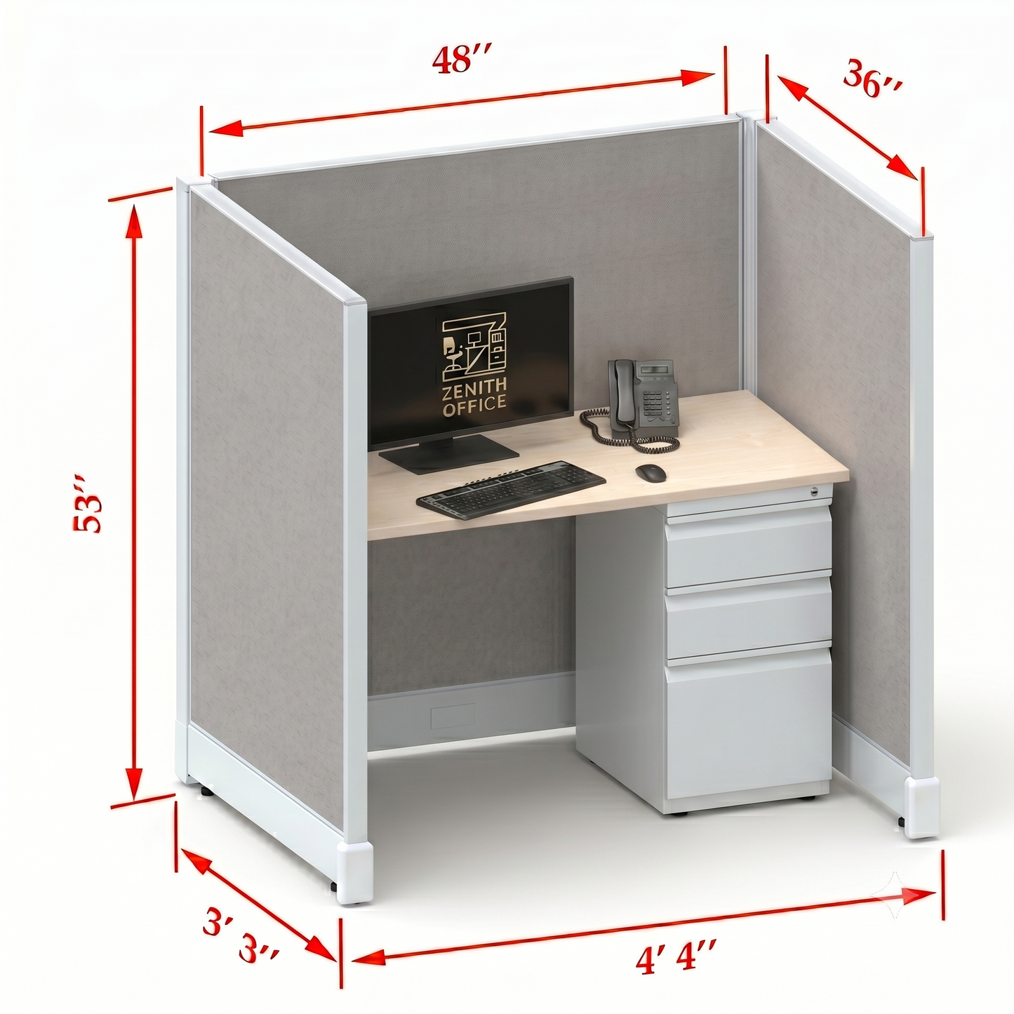 Office Cubicle Desk 53H Single