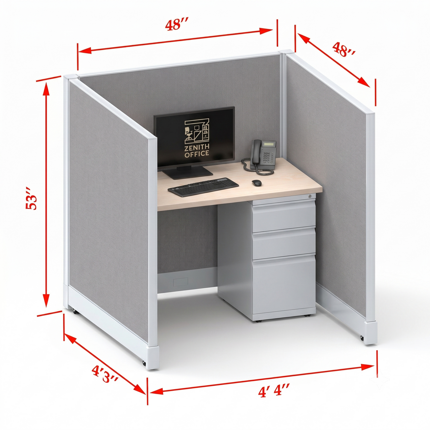 Office Cubicle Desk 53H Single