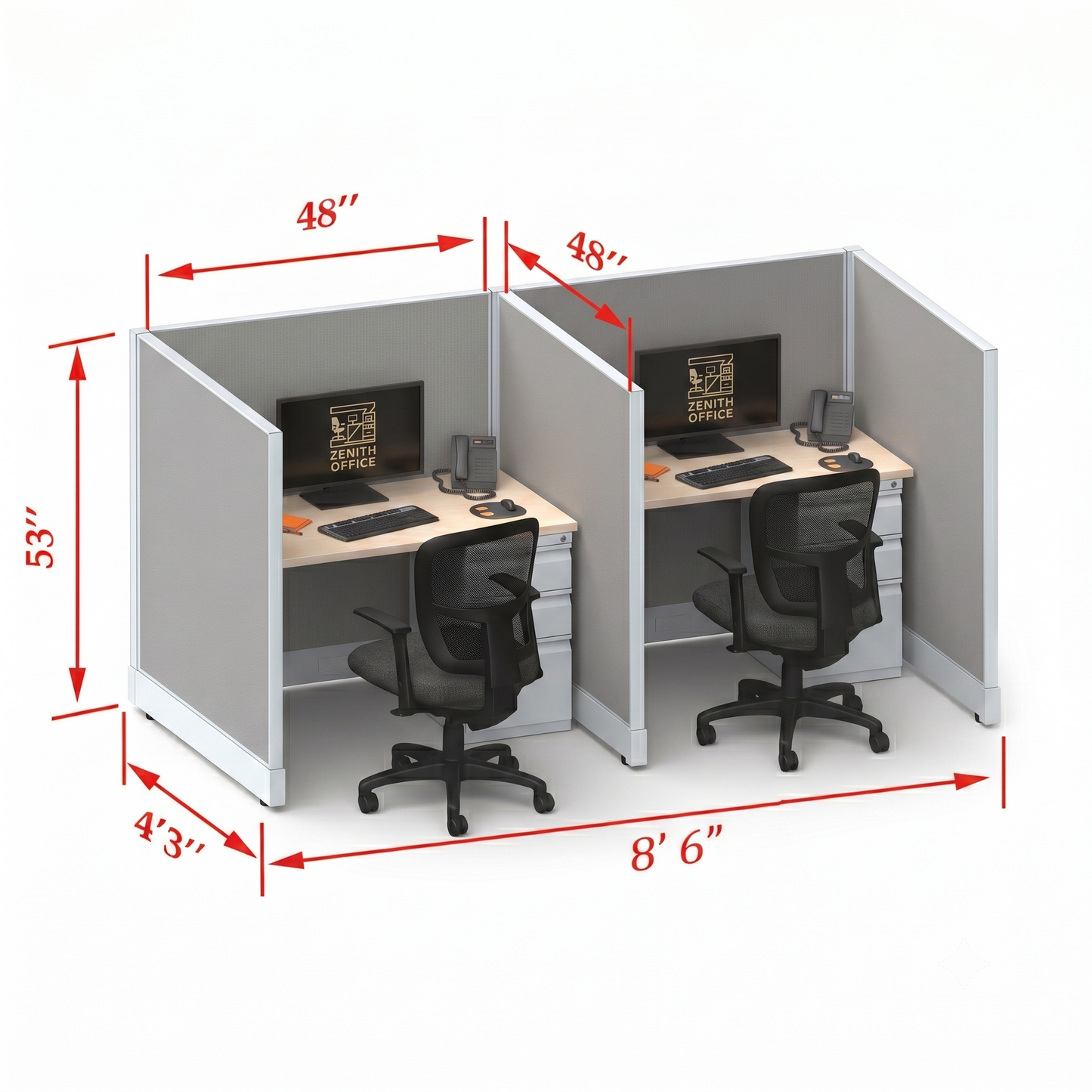 Office Cubicle Desk 53H 2pack Inline