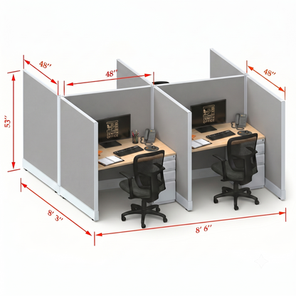 Office Cubicle Desk 53H 4pack Cluster