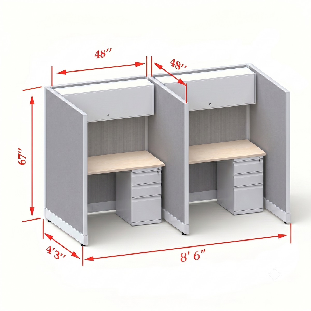 Cubicle Stations 67H 2pack Inline