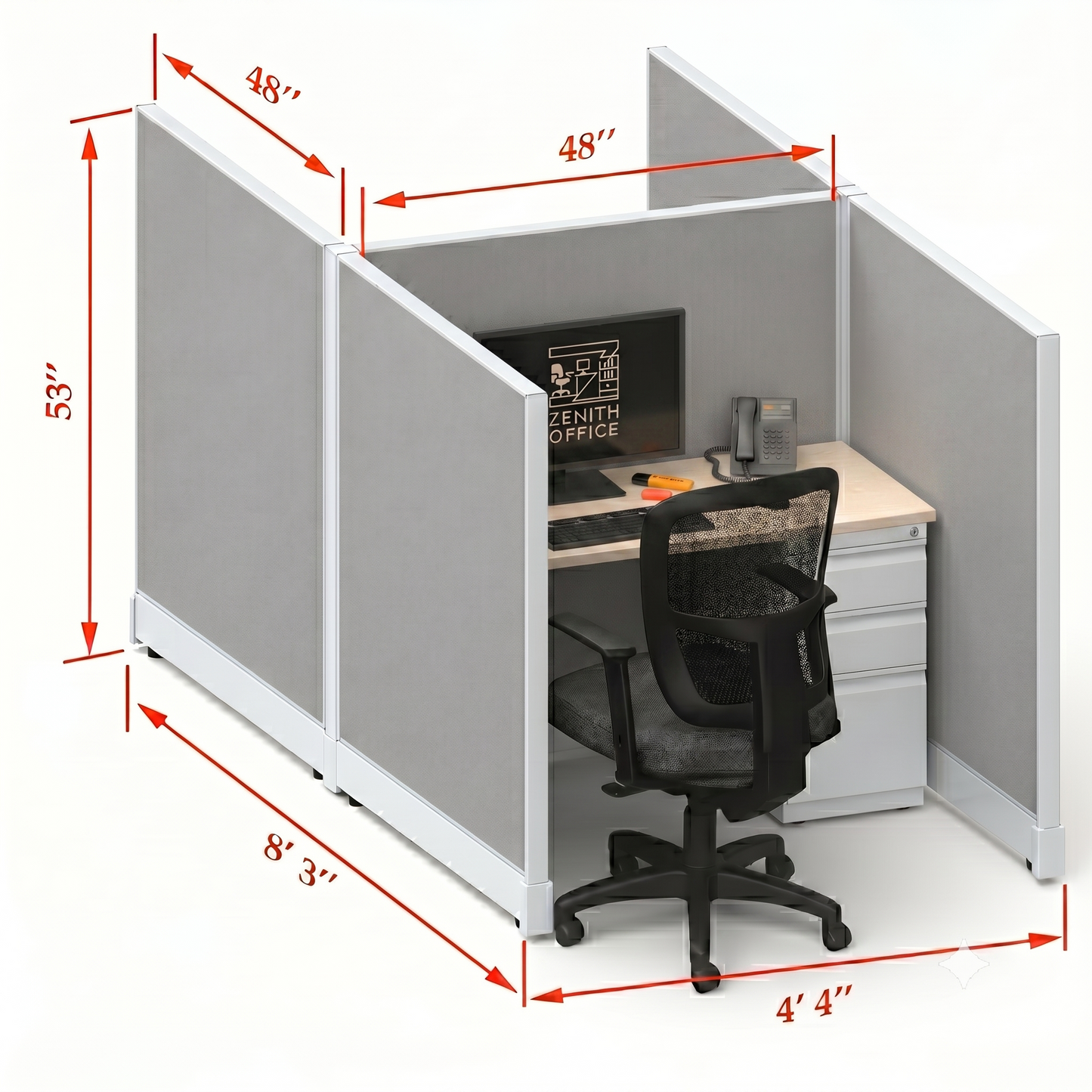 Office Cubicle Desk 53H 2pack Cluster