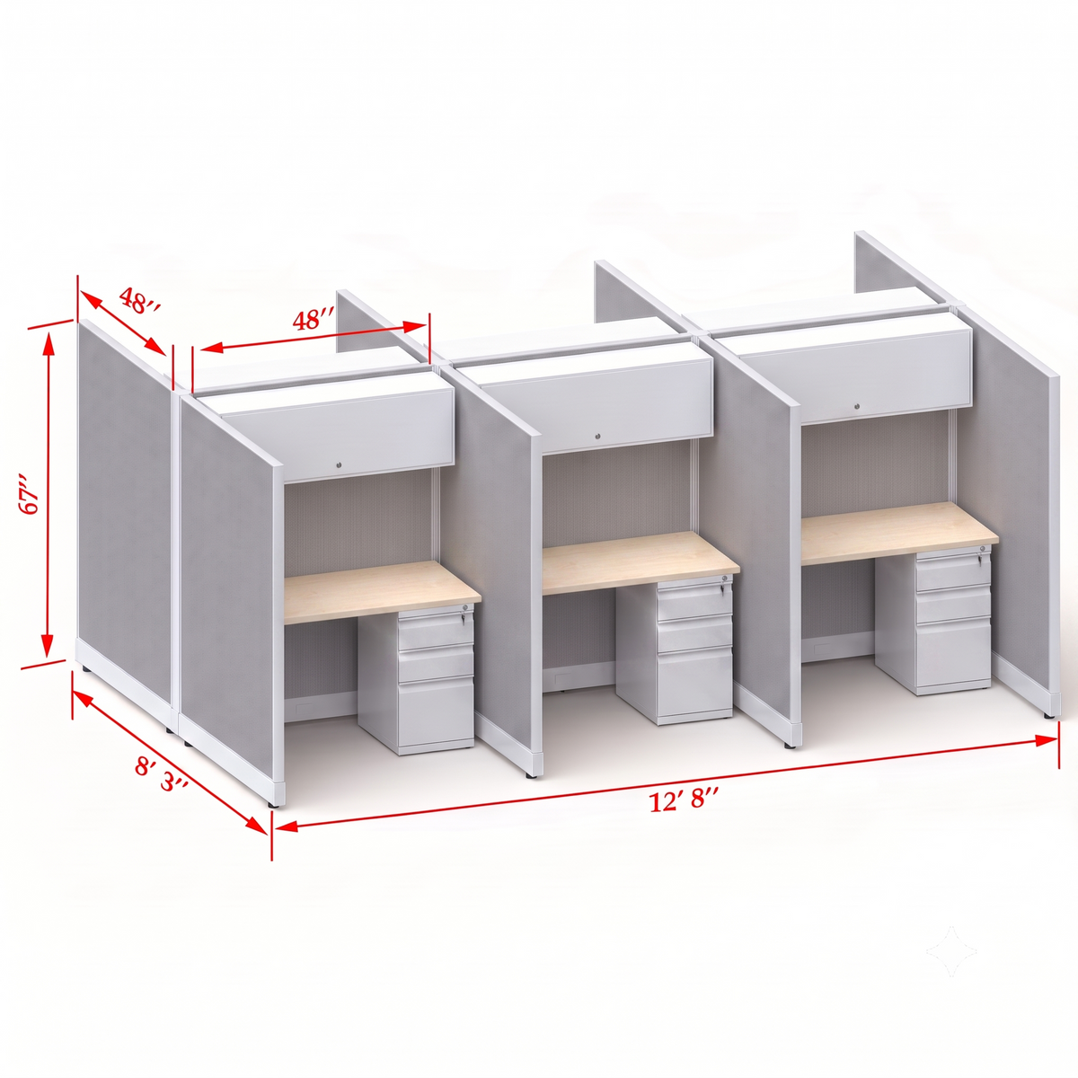 Cubicle Stations 67H 6pack Cluster