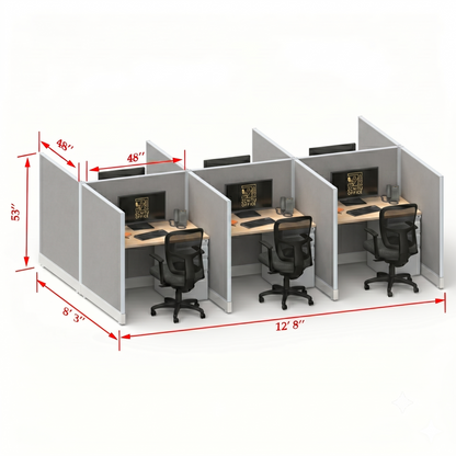 Office Cubicle Desk 53H 6pack Cluster