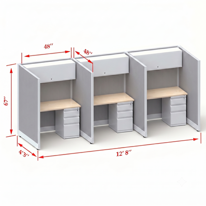 Cubicle Stations 67H 3pack Inline