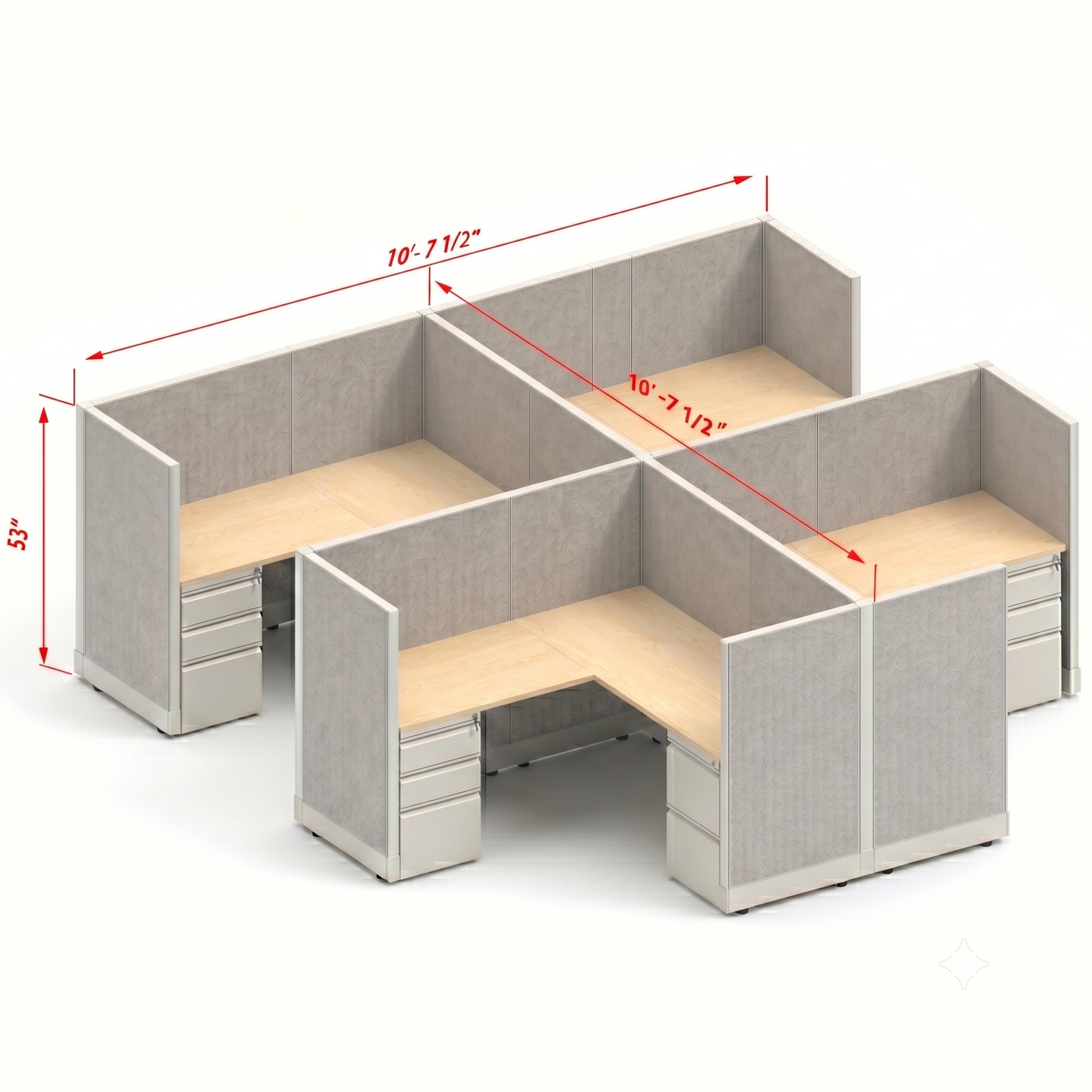 Workstation Desk 53H 4pack cluster