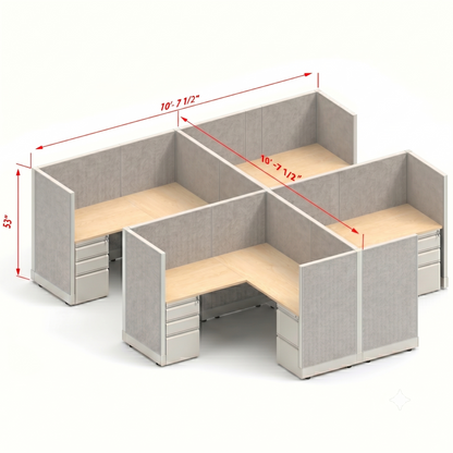Workstation Desk 53H 4pack cluster
