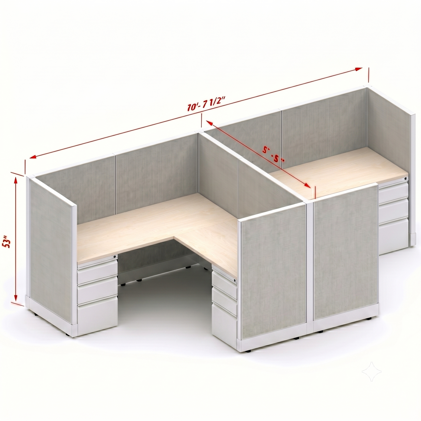 Workstation Desk 53H 2pack cluster
