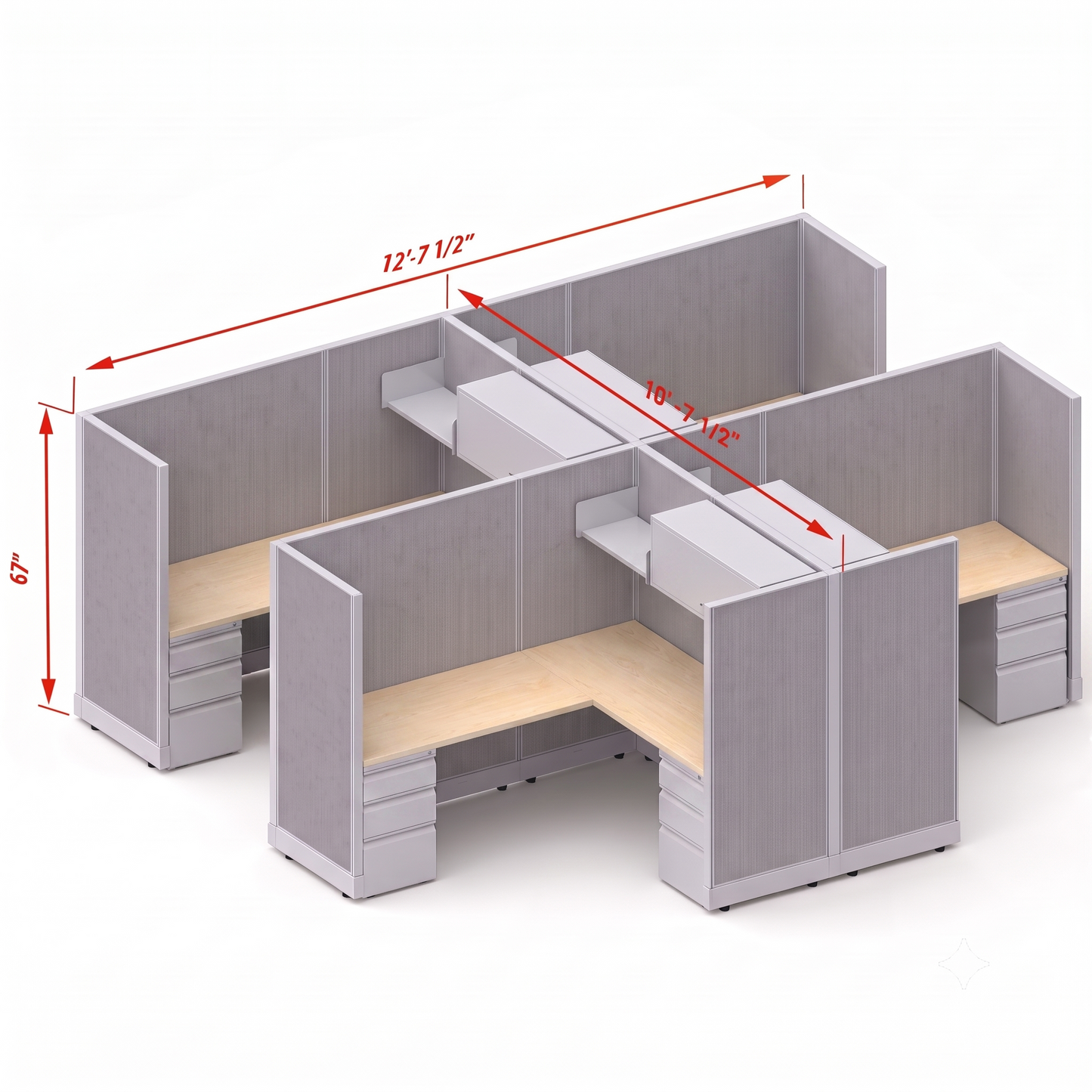 Workstation Desk 67H 4pack cluster