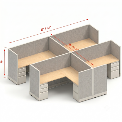 Workstation Desk 53H 4pack cluster