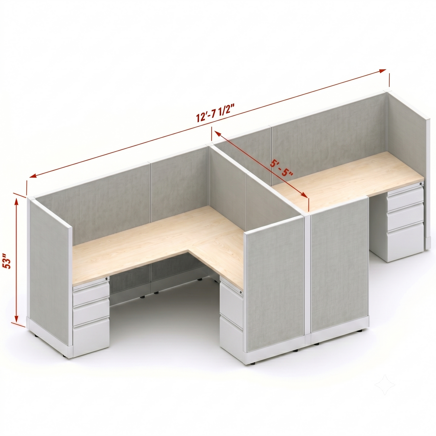 Workstation Desk 53H 2pack cluster