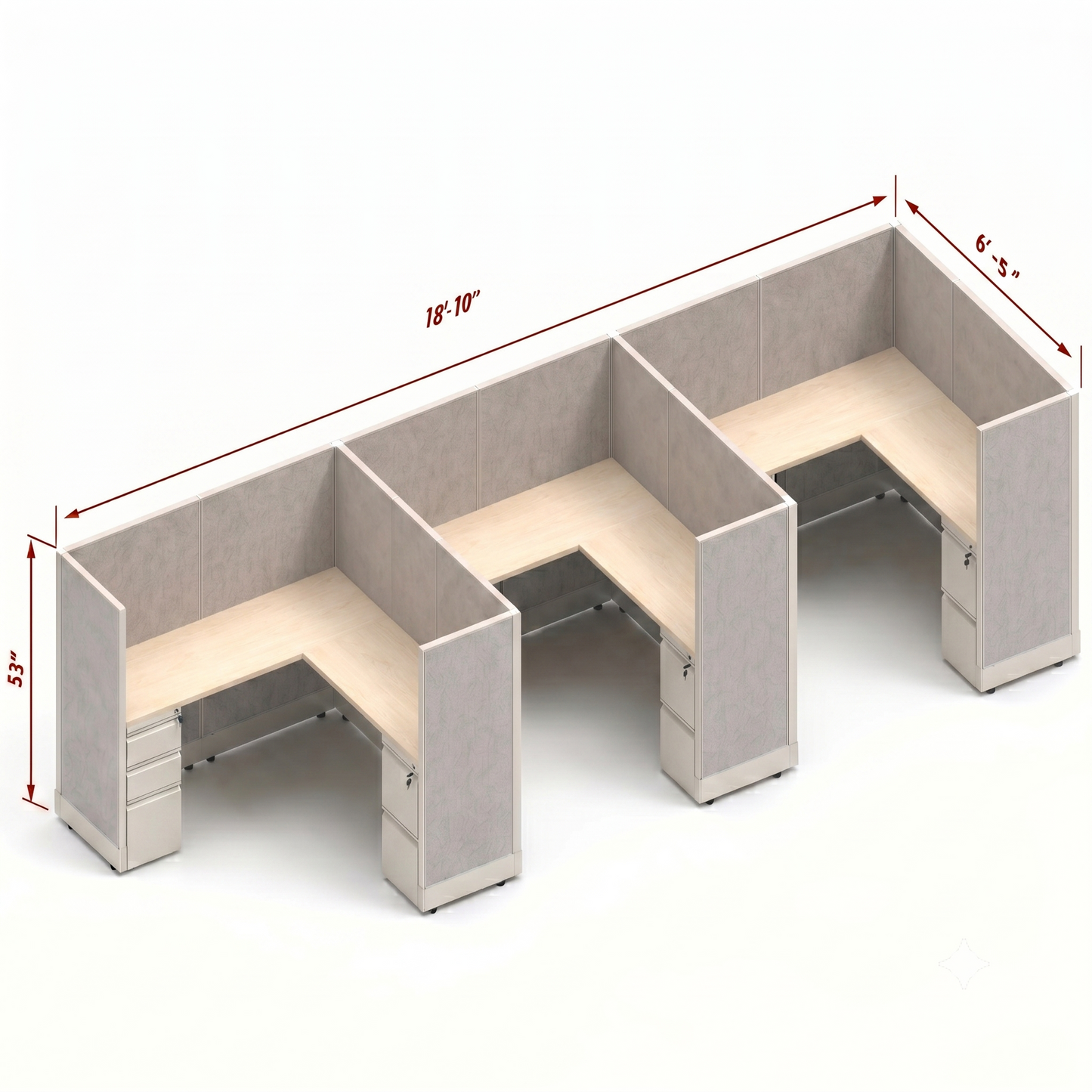 Workstation Desk 53H 3pack inline
