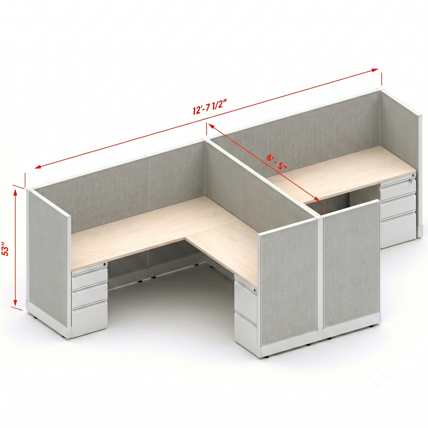 Workstation Desk 53H 2pack cluster