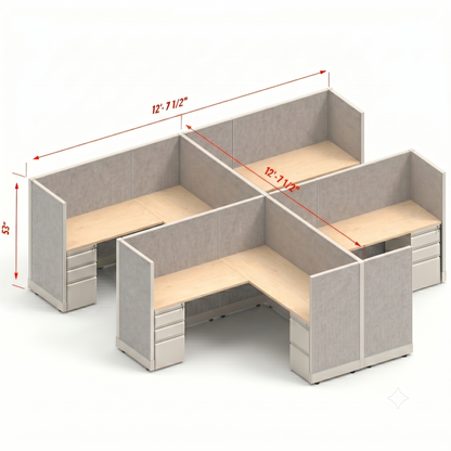 Workstation Desk 53H 4pack cluster