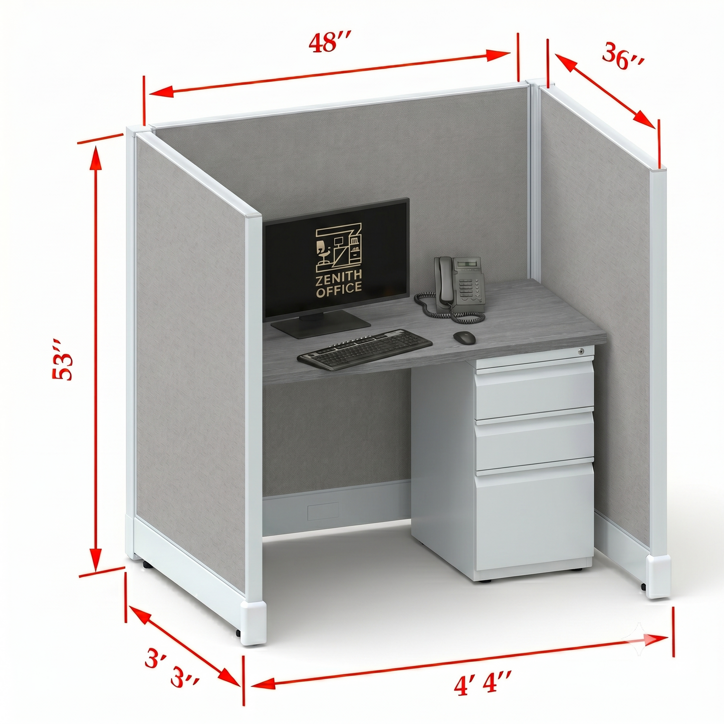 Office Cubicle Desk 53H Single