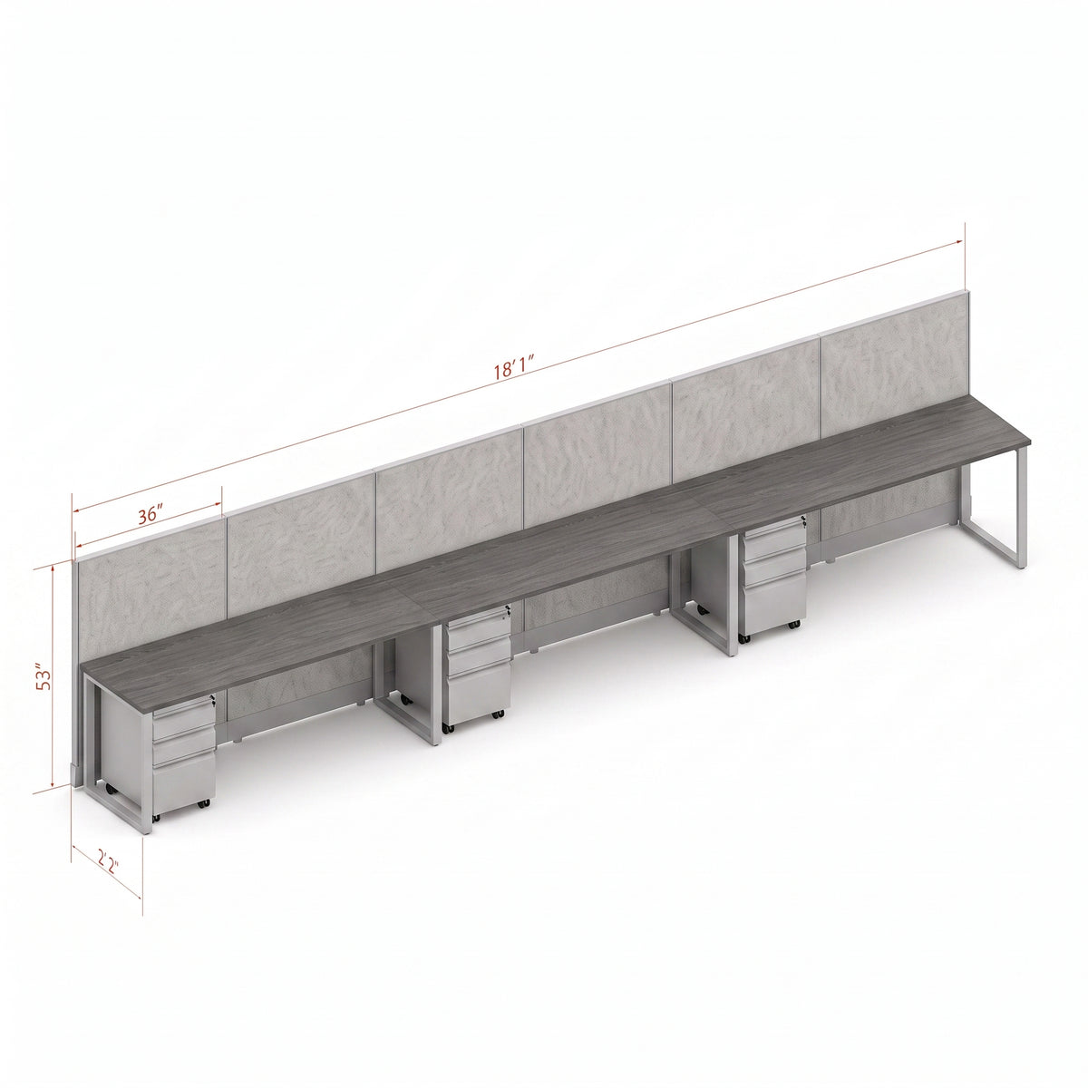 Open Workstation 53H 3pack Inline