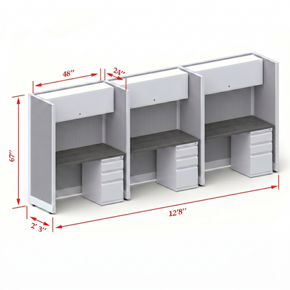 Cubicle Stations 67H 3pack Inline
