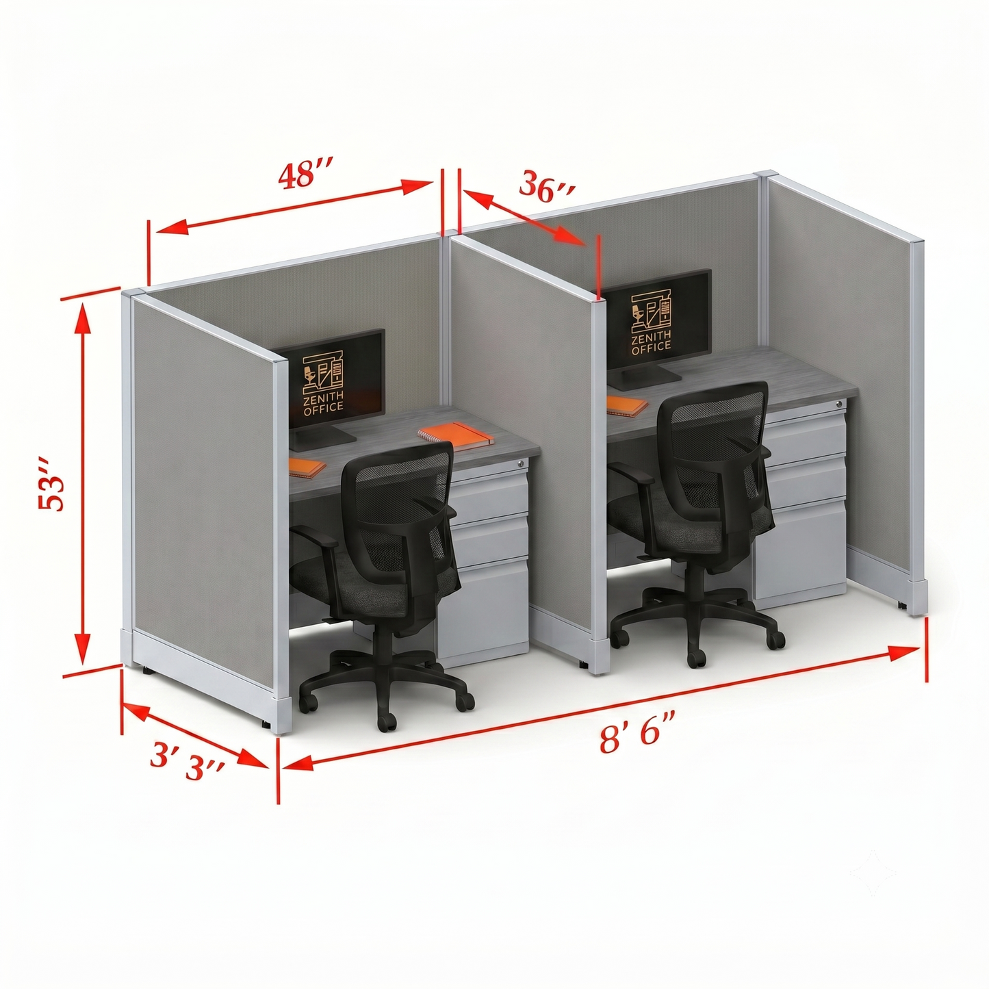 Office Cubicle Desk 53H 2pack Inline