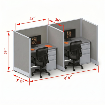 Office Cubicle Desk 53H 2pack Inline