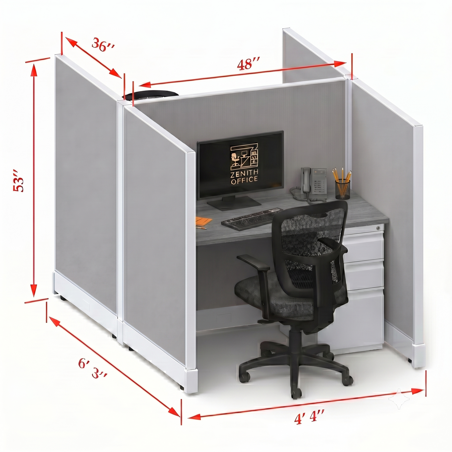 Office Cubicle Desk 53H 2pack Cluster
