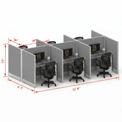 Office Cubicle Desk 53H 6pack Cluster