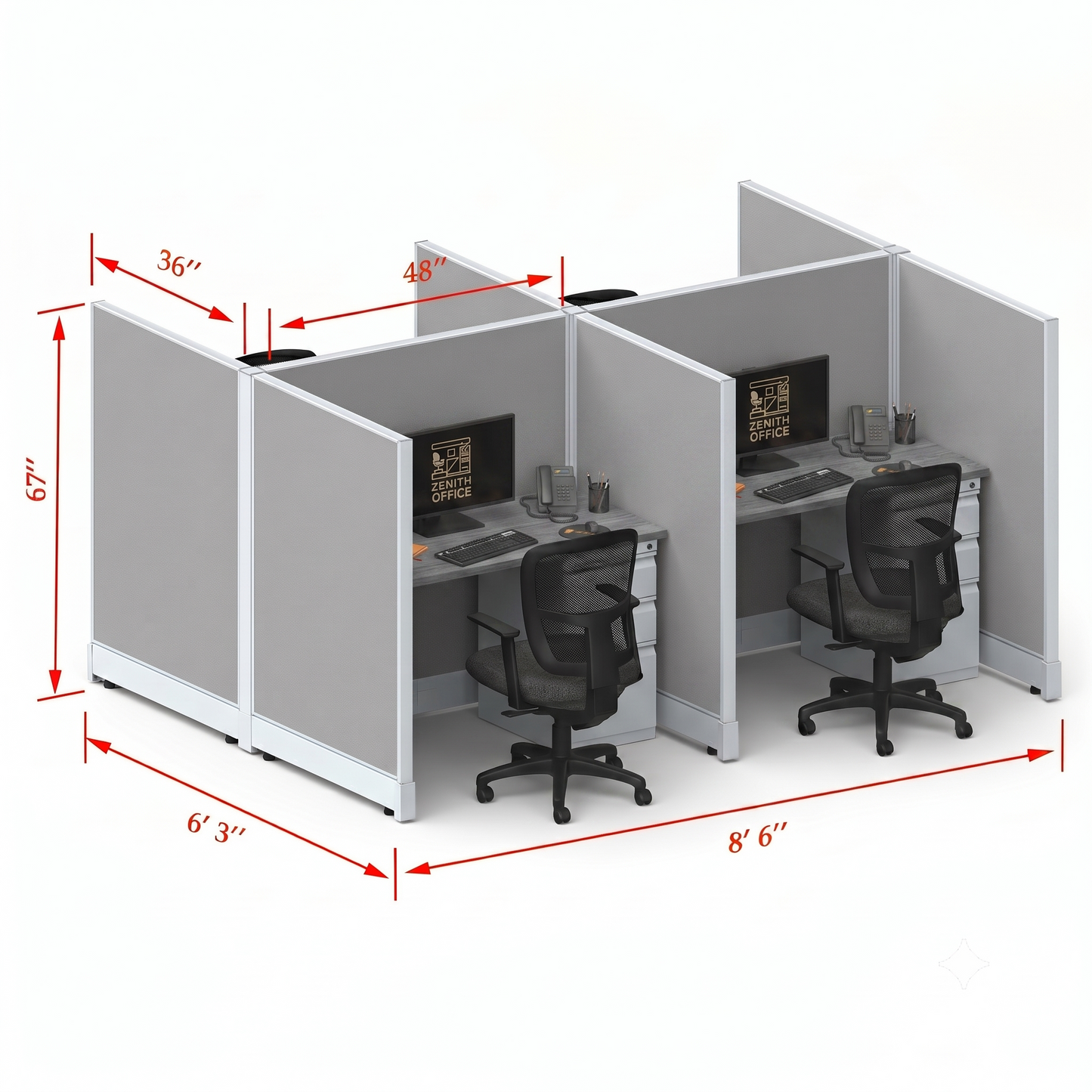 Office Cubicle Desk 53H 4pack Cluster