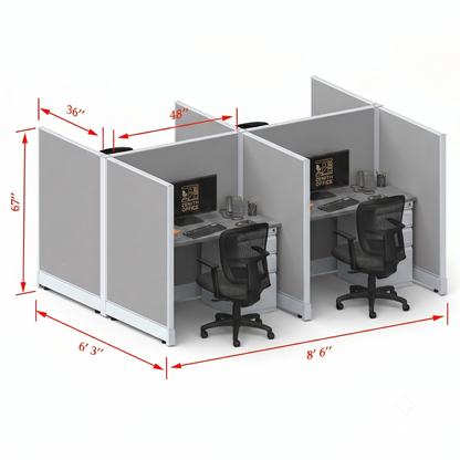 Office Cubicle Desk 53H 4pack Cluster