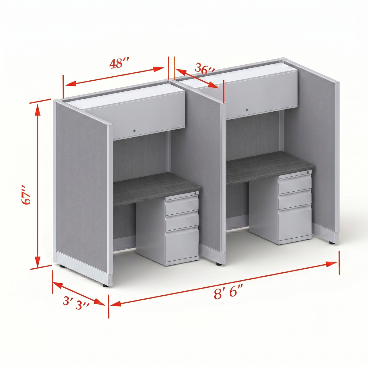 Cubicle Stations 67H 2pack Inline