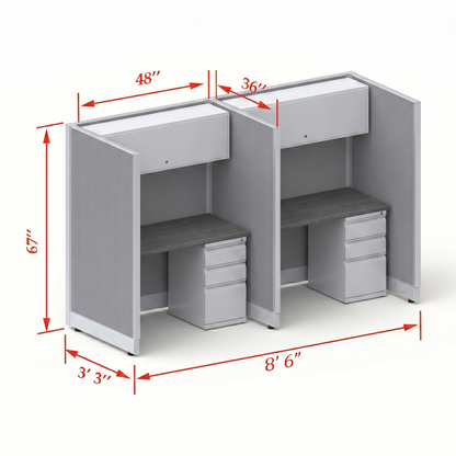 Cubicle Stations 67H 2pack Inline