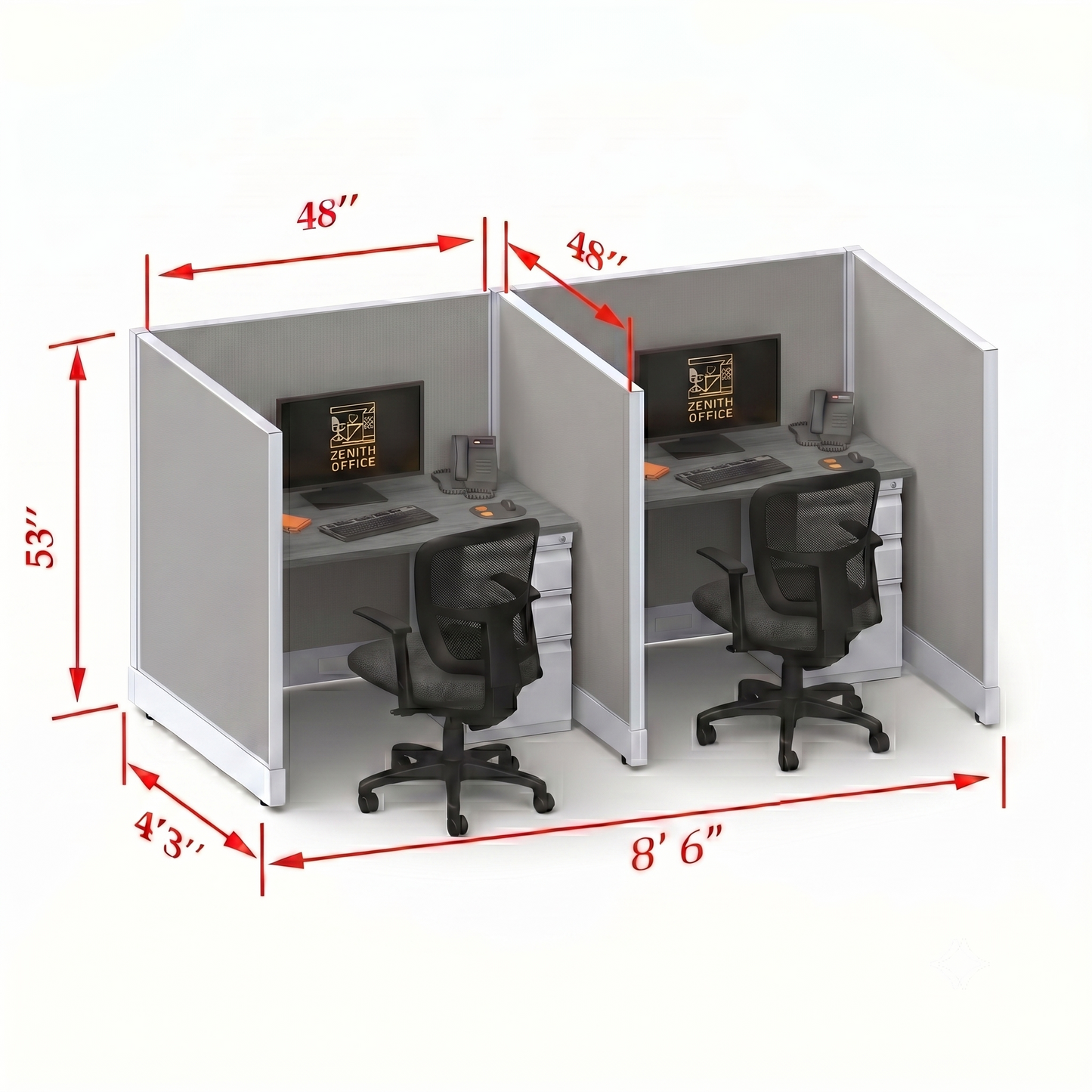 Office Cubicle Desk 53H 2pack Inline