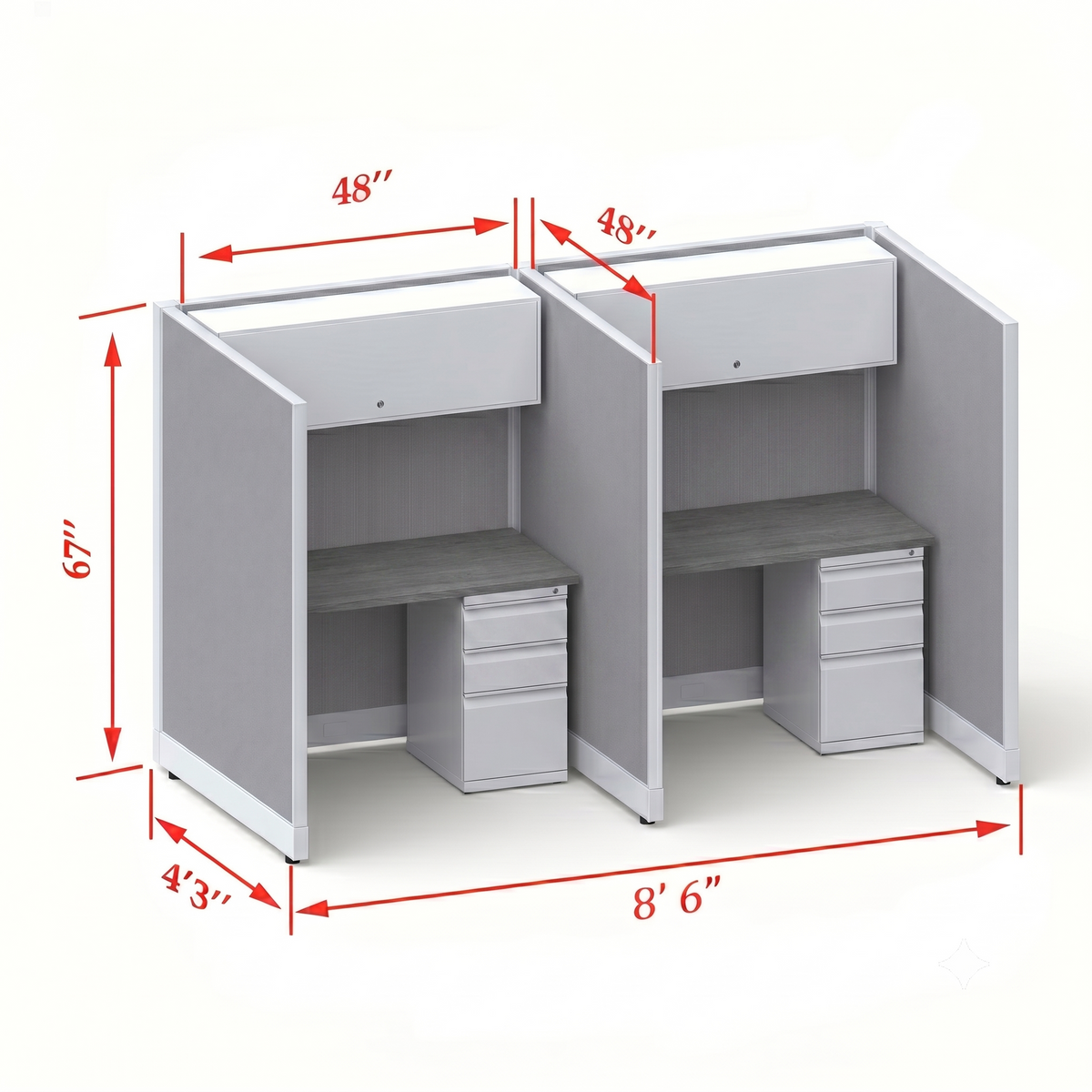 Cubicle Stations 67H 2pack Inline