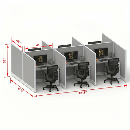 Office Cubicle Desk 53H 6pack Cluster