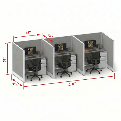 Office Cubicle Desk 53H 3pack Inline