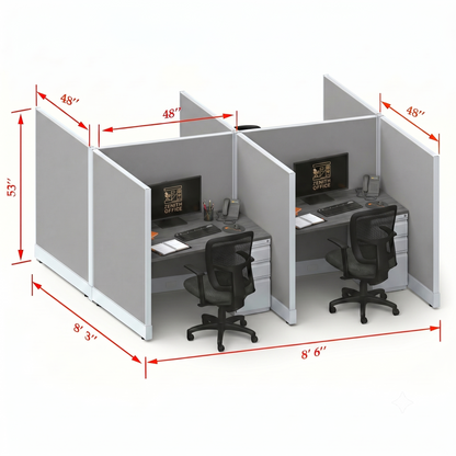 Office Cubicle Desk 53H 4pack Cluster