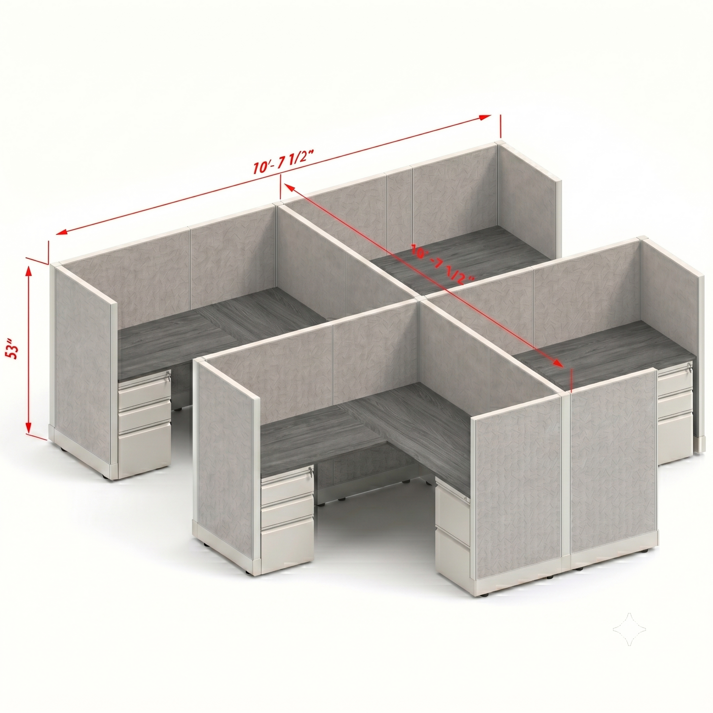 Workstation Desk 53H 4pack cluster