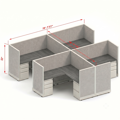 Workstation Desk 53H 4pack cluster
