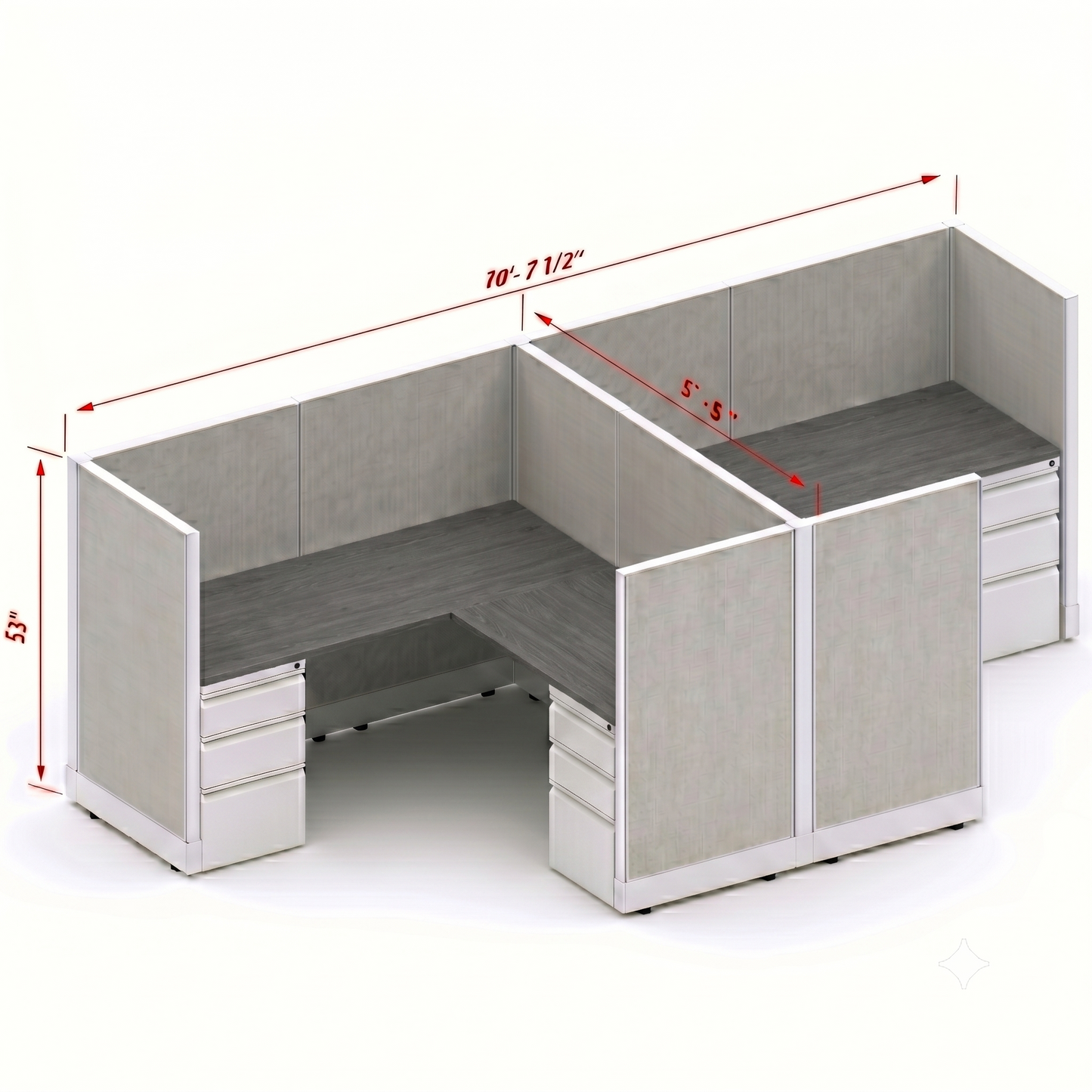 Workstation Desk 53H 2pack cluster