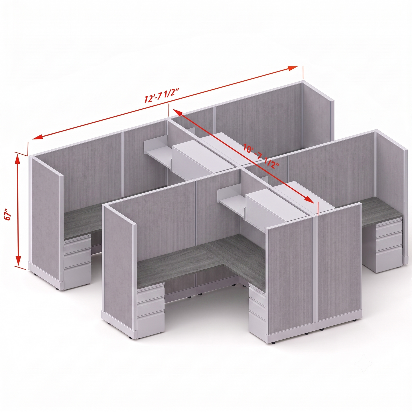 Workstation Desk 67H 4pack cluster