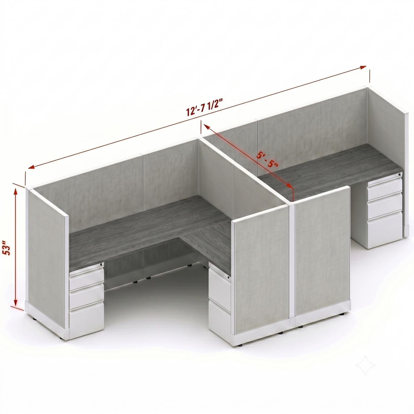 Workstation Desk 53H 2pack cluster