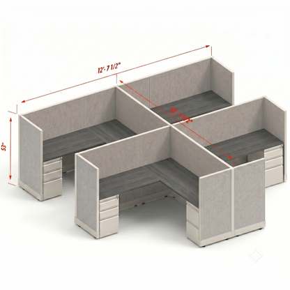 Workstation Desk 53H 4pack cluster
