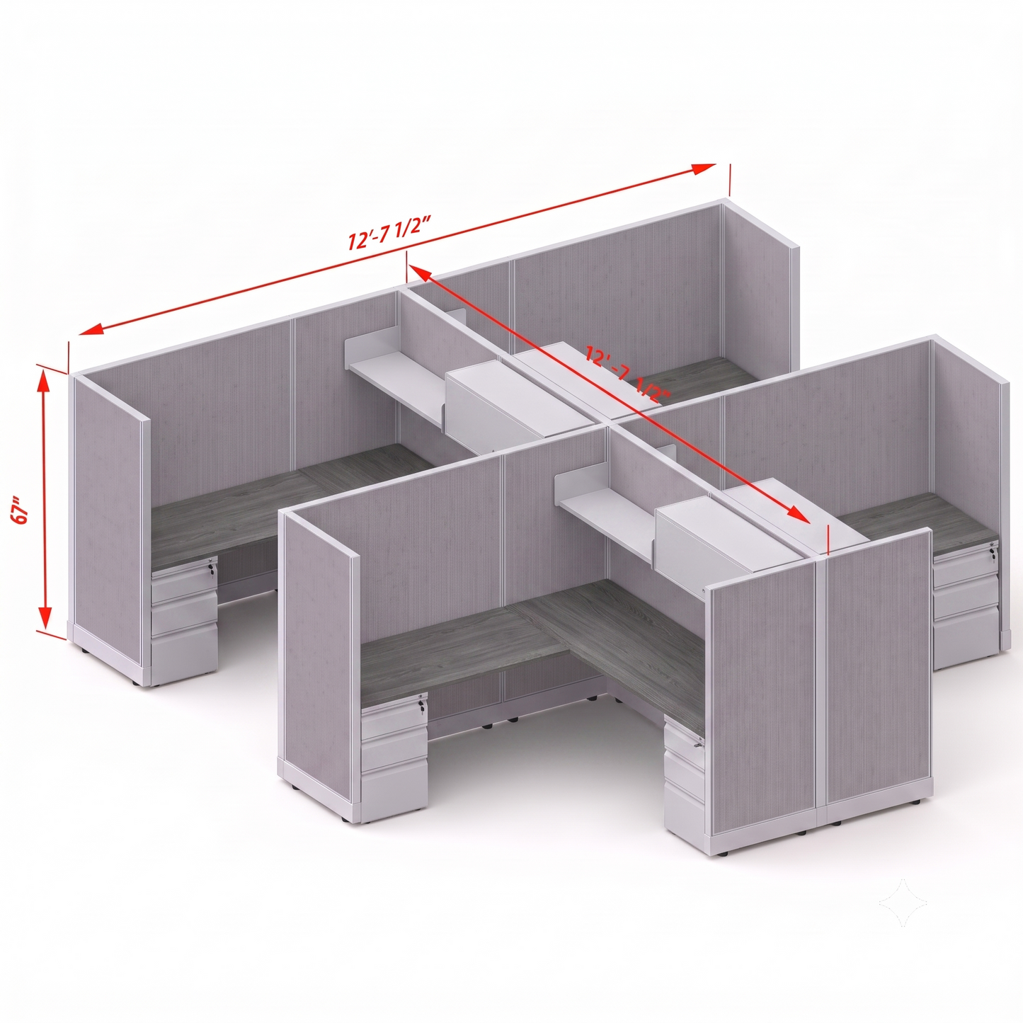 Workstation Desk 67H 4pack cluster