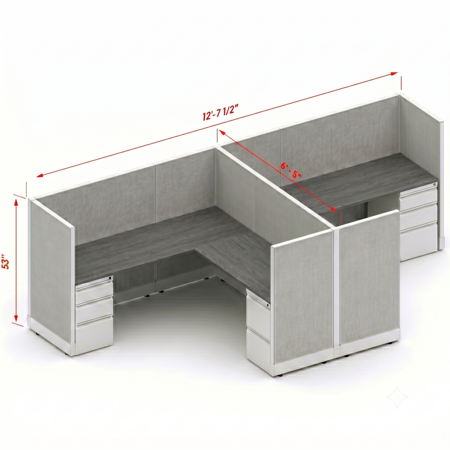 Workstation Desk 53H 2pack cluster