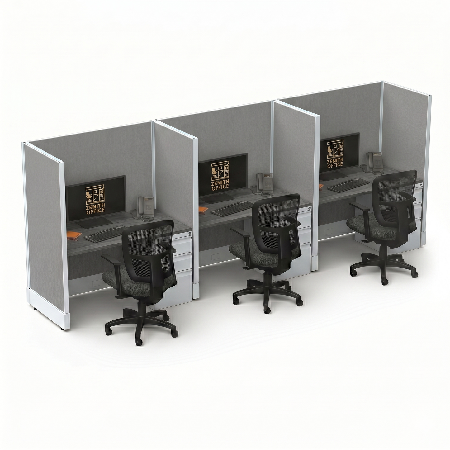 Office Cubicle Desk 53H 3pack Inline