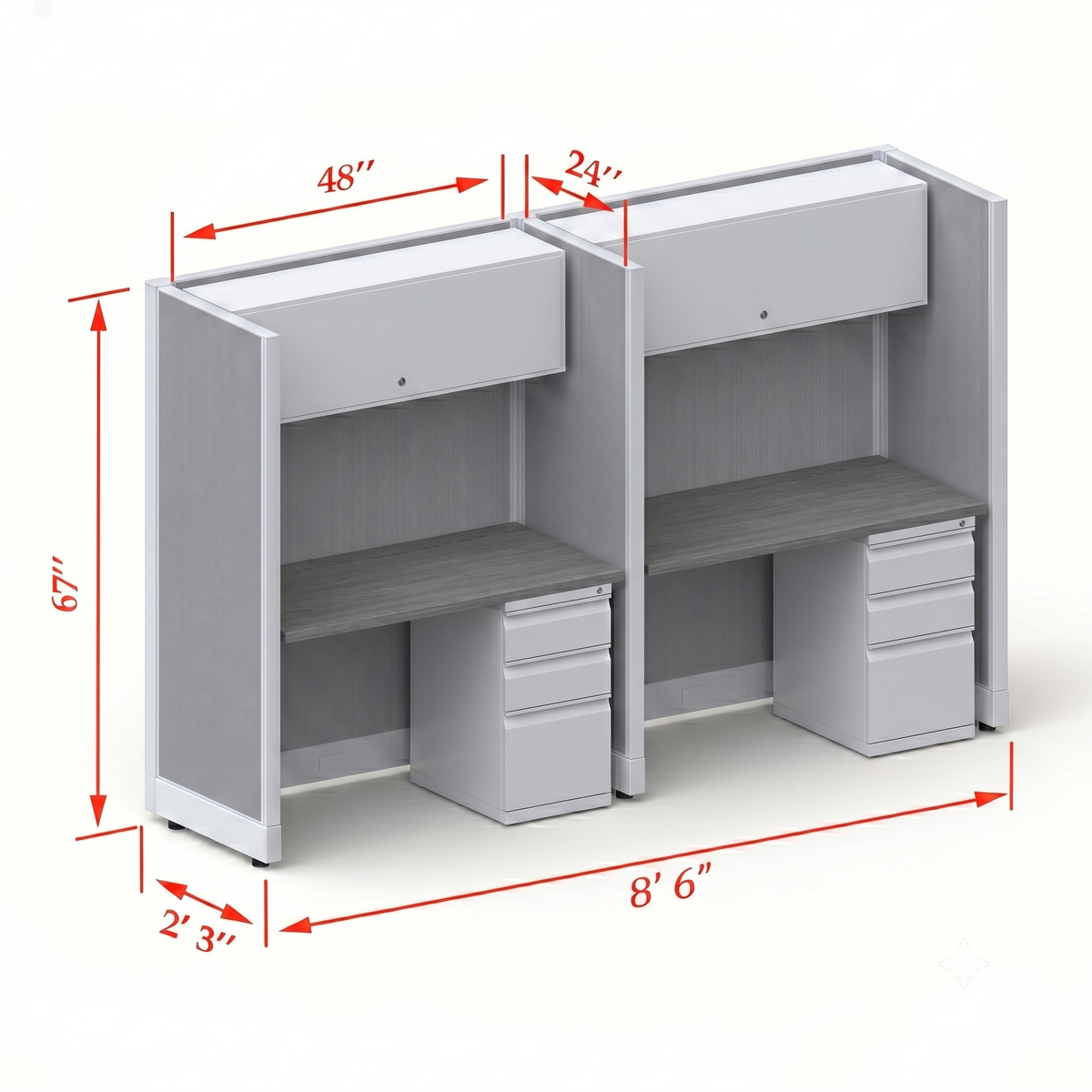Cubicle Stations 67H 2pack Inline