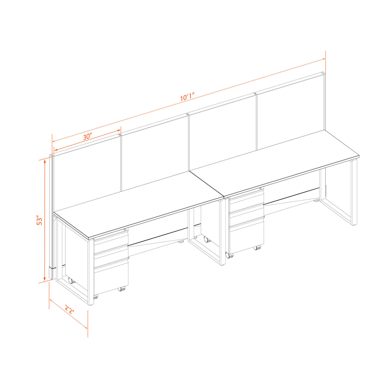 Open Workstation 53H 2pack Inline