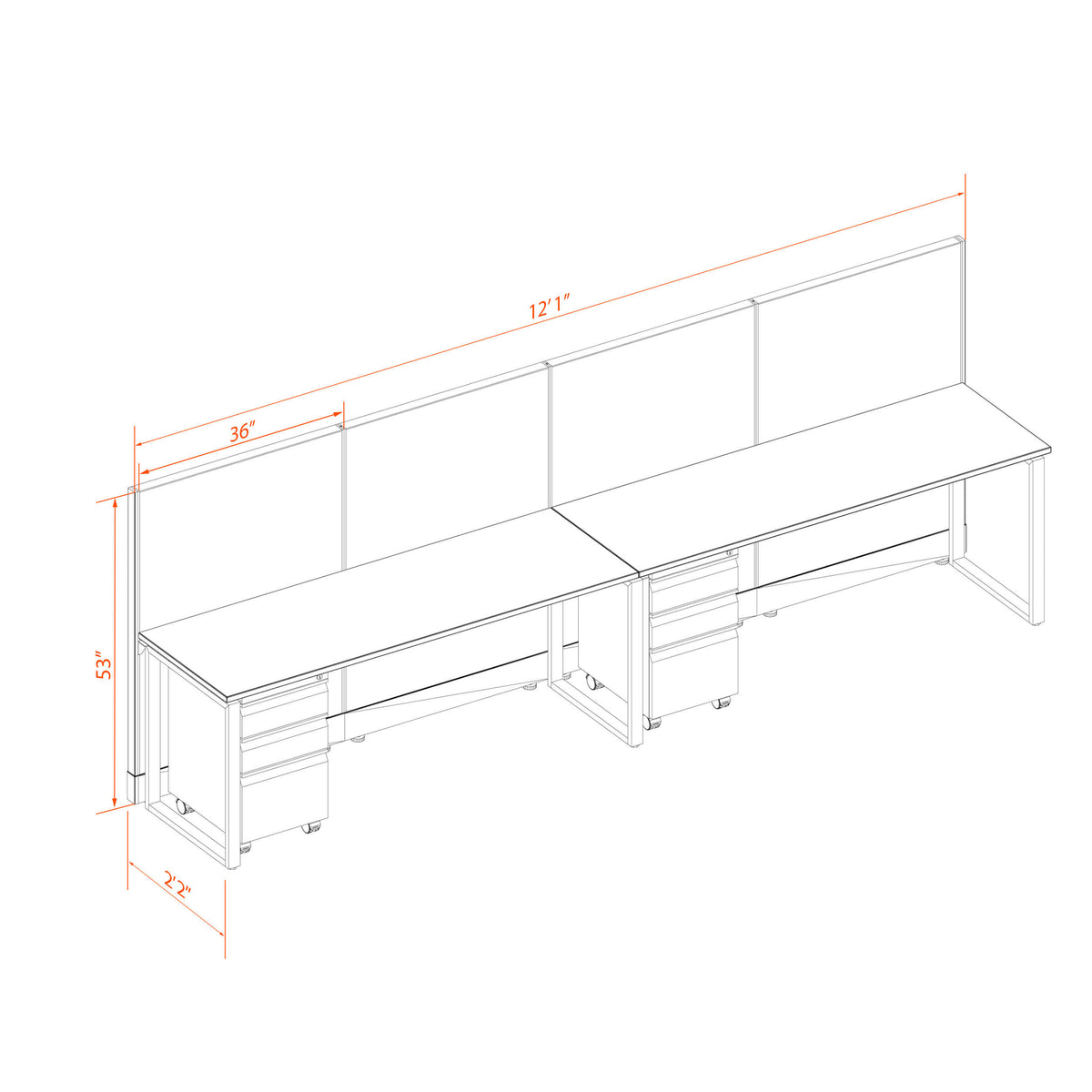 Open Workstation 53H 2pack Inline