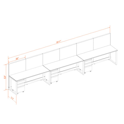 Open Workstation 53H 3pack Inline