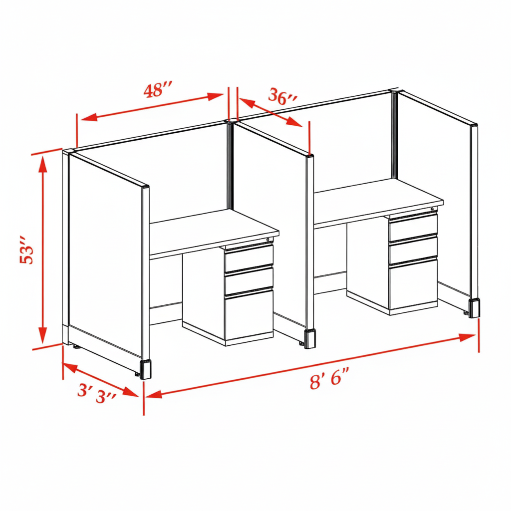 Office Cubicle Desk 53H 2pack Inline