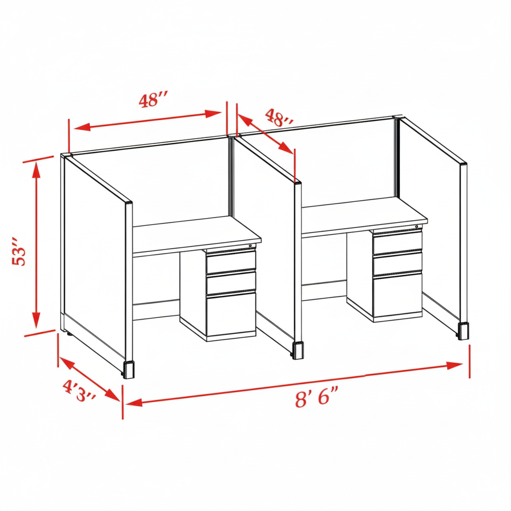 Office Cubicle Desk 53H 2pack Inline